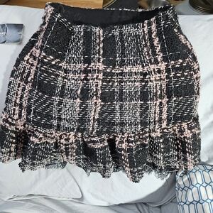 Zara Black and Pink A-Line Skirt